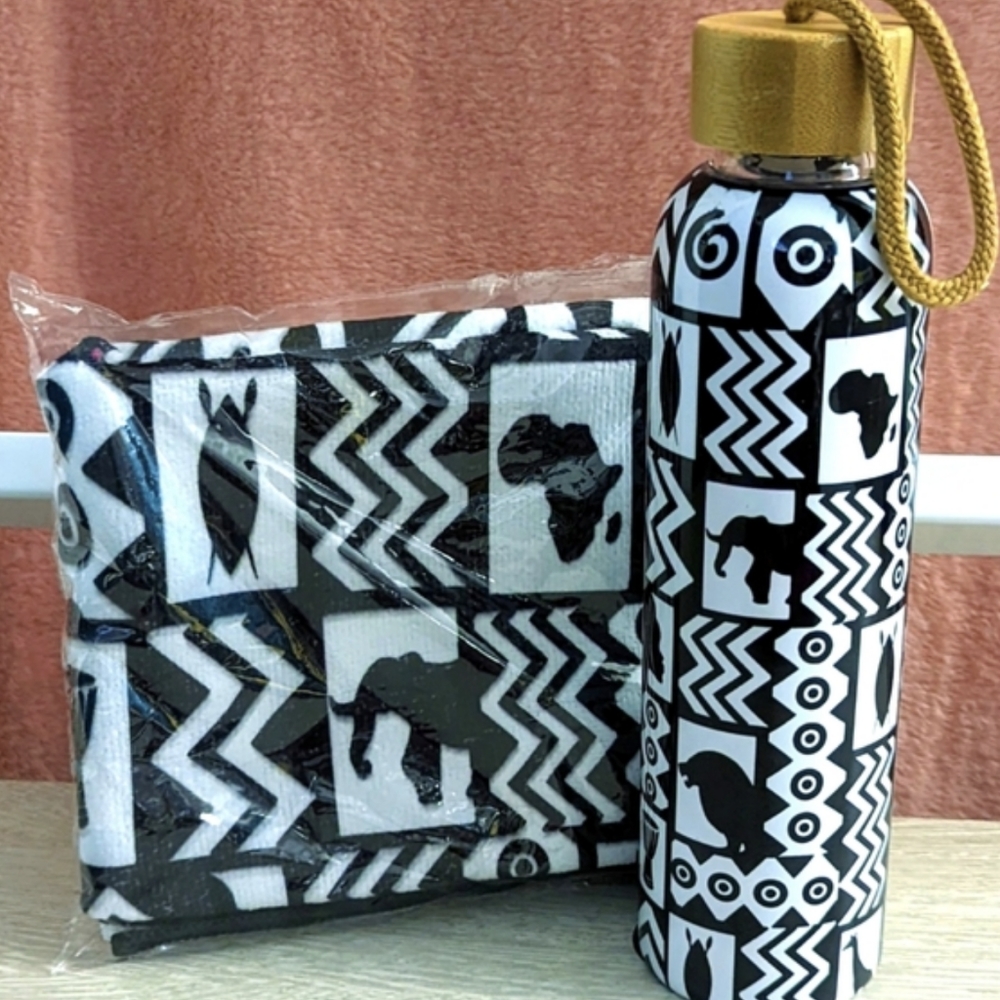 Tribal Love Glass Water Bottle and Gym Towel